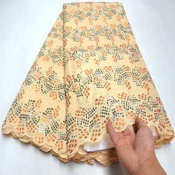 

FOLASADE 5 yards Gold Handcut African Organza lace Fabric with sequins Nigerian Ghana occasional sewing wear high quality