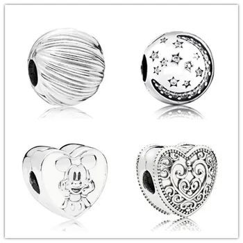 

925 Sterling Silver Charm Heraldic Lace Enchanted Heart Clip Lock Stopper Beads Fit Pan Bracelet & Necklace Diy Jewelry