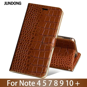 

Leather Flip Phone Case For Samsung Galaxy Note 4 5 7 8 9 10 Plus case Cowhide Crocodile Texture Card slots Cover