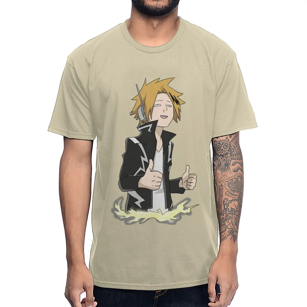 Boku No Hero Academy забавная футболка Kaminari Denki для мужчин Crewneck из чистого хлопка S-6XL Милая футболка - Цвет: Хаки