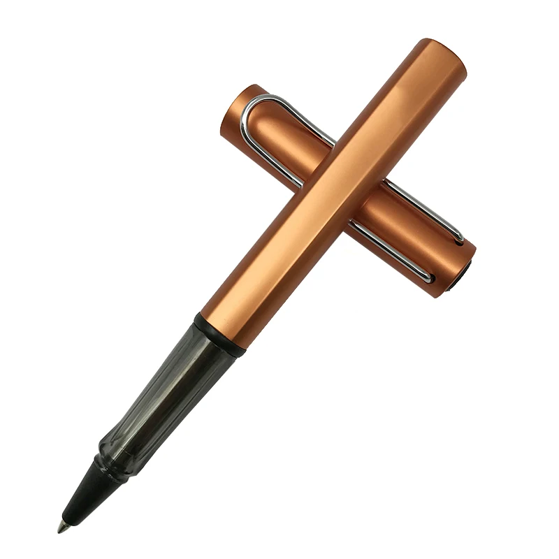 Luxury Metal Rollerball Pen Orange Gift Pens Black Ink Refill 0.7mm Silver Hollow Out Clip 1pc/lot School Supplies |