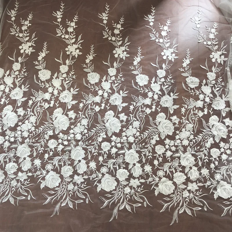 Цвет слоновой кости белый хлопок блесток вышивка кружевная ткань свадебное платье, одежда, вуаль материал RS2601