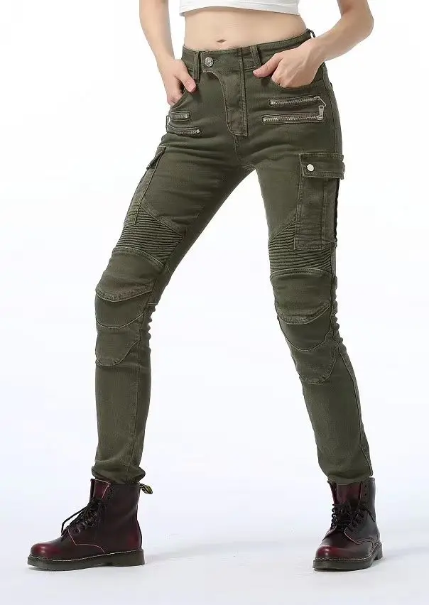 Новые мотоциклетные брюки женские мото джинсы для езды бездорожья Брюки Штаны для мотокросса молния дизайн с защитным снаряжением для женщин