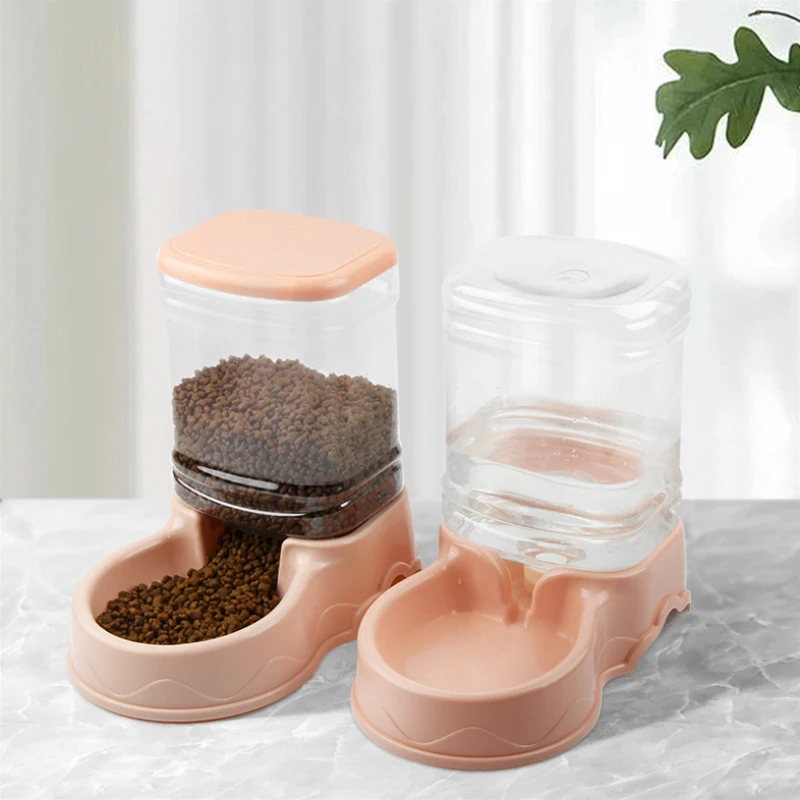 3.5L Automatic Cat Food Feeder Dog Water Dispenser Bottle Fountain Big Capacity Waterer Drinker Self Feeding Bowl for Small Pets