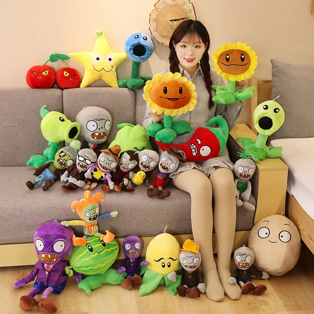 18-50cm New Plants vs Zombies Plush Toys Stuffed Pea Sunflower Melon Cherry Cute Decorations Creative Gift for Kids Children 1