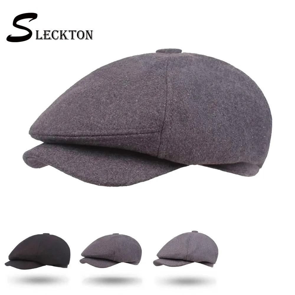 SLECKTON Fedoras берет кепка восьмиугольная Newsboy Ретро стиль плоская зимние шапки для