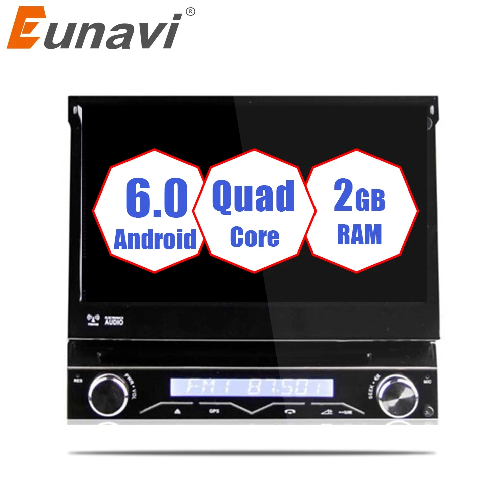 Универсальный автомобильный dvd плеер Eunavi 7 дюймов 1 Din 2 Гб ОЗУ Android 6 0 четыре ядра