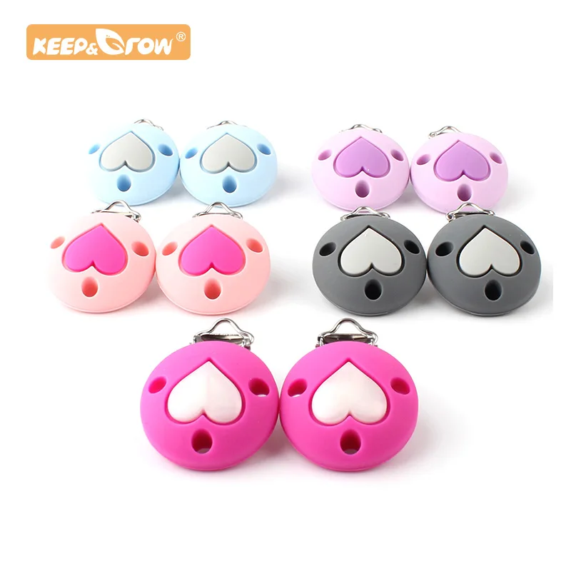 Keep&grow 1pc Round Silicone Teether Heart Metal Silicone Rodent