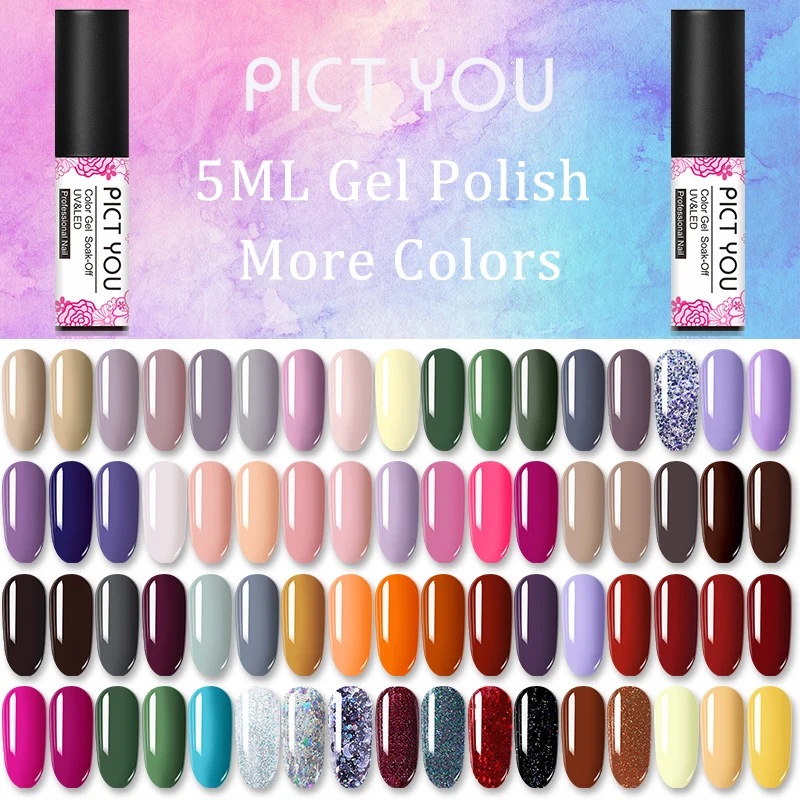 PICT YOU 5ml Nail Gel Polish Soak Off Enamel UV Top Coat varnish Long Lasting Varnish | Красота и здоровье