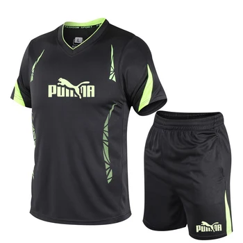 

Men's Suit 2 Pieces Sets Summer Men Set Casual Tracksuit Men SweatShirt Shorts Sets Mens Quick Dry T Shirts Set Sportswears