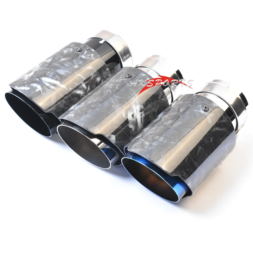 

1 PC New Car Style Forged Fiber Carbon Stainless Steel Blue Muffler PIpe Glossy Exhaust Muffler Tip For E63 E90