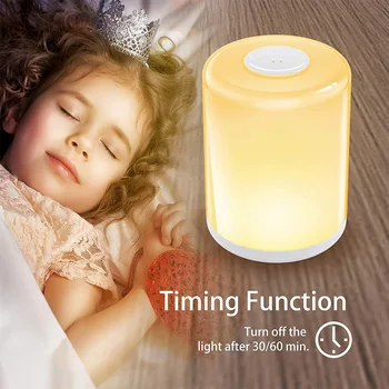 

RGB Colorful Bedroom Bedside Gift Timing Touch Dimmable Table Lamp Eye Caring Reading Kids Room Adjustable Brightness Atmosphere