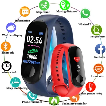 

M3 Color IPS Screen Smart Sport Fitness Bracelet IP68 Waterproof Blood Pressure Oxygen Activity Tracker For Men Women watches