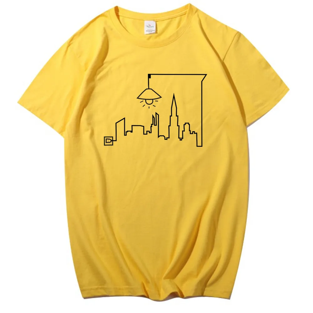 

Simple line men's and women's T-shirt summer cotton short-sleeved O-neck top Bulb and urban T-shirt fashion plus size T-shirt