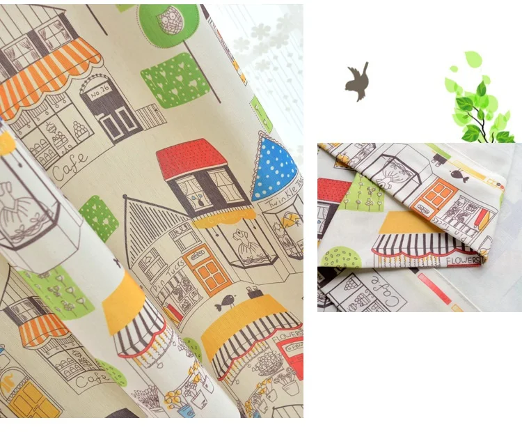 Modern Simple Polyester Cotton Printing Cute Children Curtains for Living Dining Room Bedroom