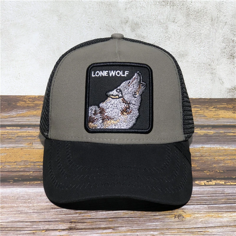 LONE WOLF Goorins/Высококачественная летняя камуфляжная кепка для водителя грузовика, сетчатая бейсболка, хип-хоп кепки для мужчин и женщин, бейсболка с вышивкой животных - Цвет: LONE WOLF
