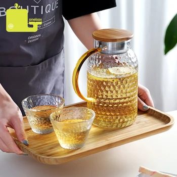 

Oneisall water pitcher Glass Water Pot 1500Ml Heat Resistant Water Jug and glass set Square Kettle Boiling For Tea Home chaleira