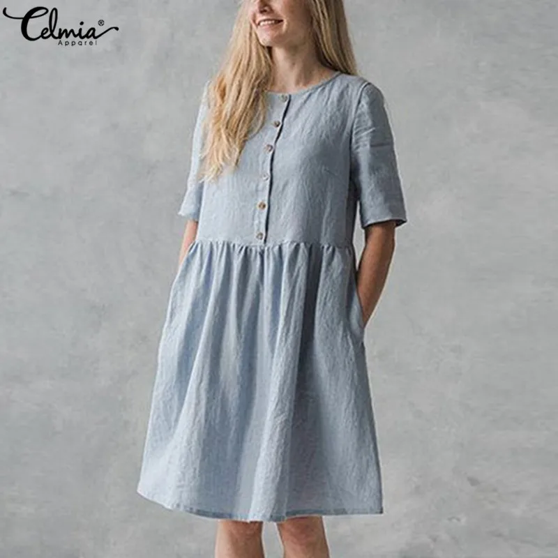 linen button down dress