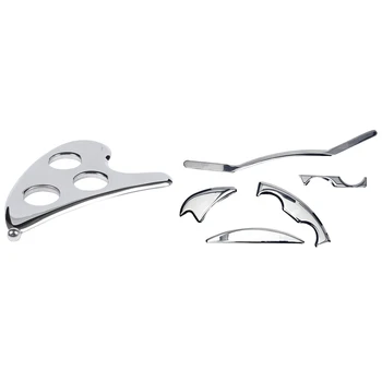 

Stainless Steel Scraping Board Facial Body Gua Sha Tool with 5Pcs/Set Stainless Steel Therapy Muscle Massage Tools