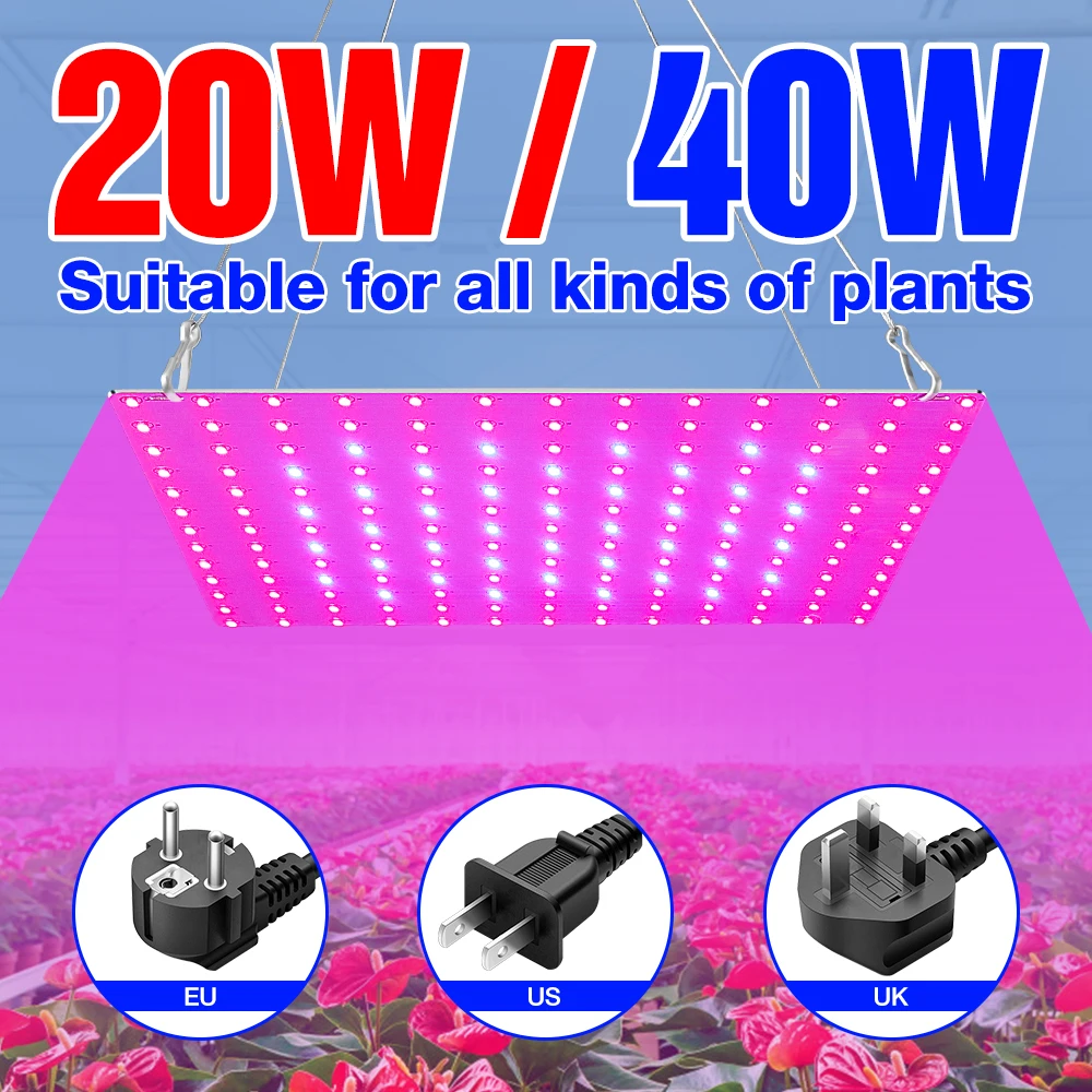 

Indoor Plant Light LED Full Spectrum Light 220V Growth LED Lamp 20W 40W Grow Lamp Flower Seedling LED Greenhouse Lighting 110V