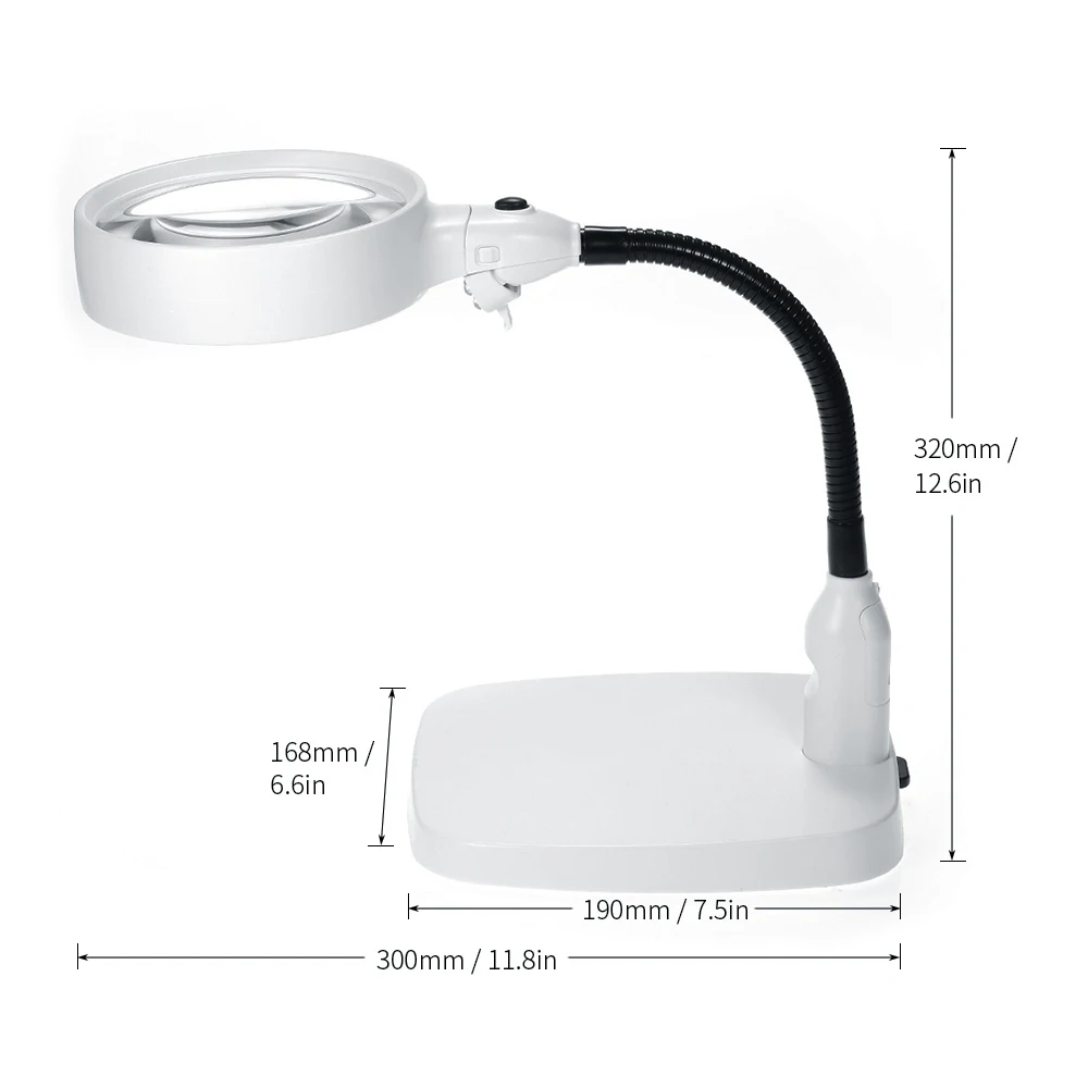 2 in 1 LED Desktop Magnifier Desk Lamp with 120mm 10X 8X Lens Bright Light Magnifying Tool Repair Tools Magnifiers Loupe