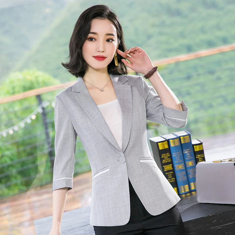 

2019 Summer New Style Small Suit Coat Women's Korean-style Fashion Half-sleeve Shirt Tops Women's Wear Suit Three-quarter-length