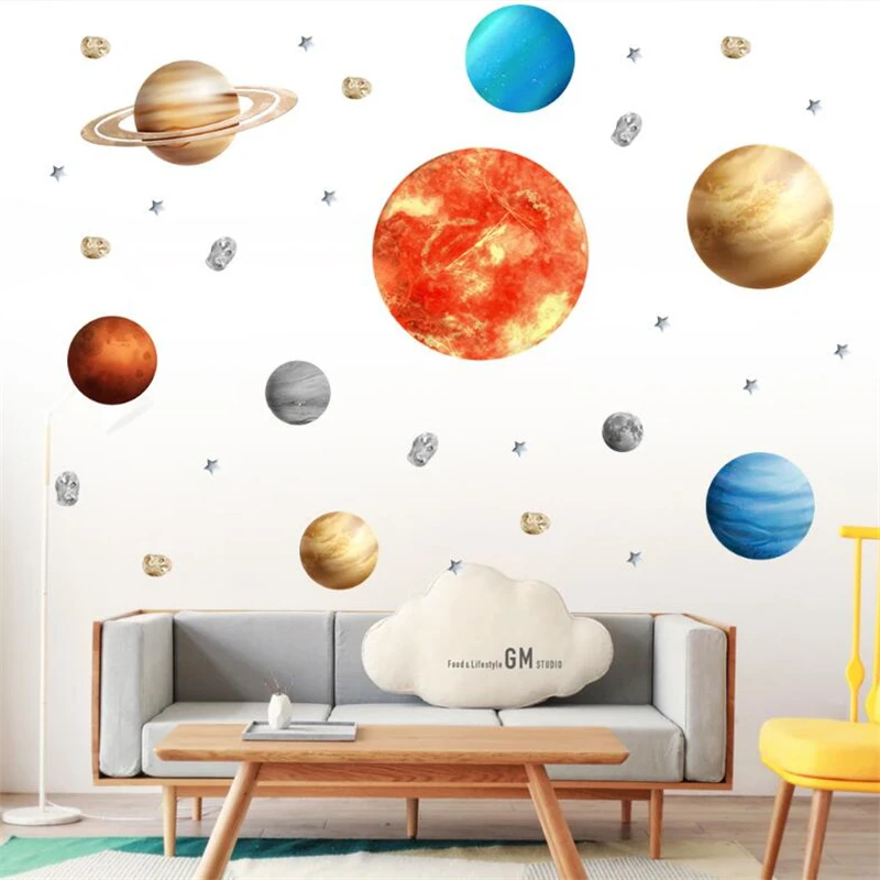 Nine in space wall sticker for kids room, bedroom living room
