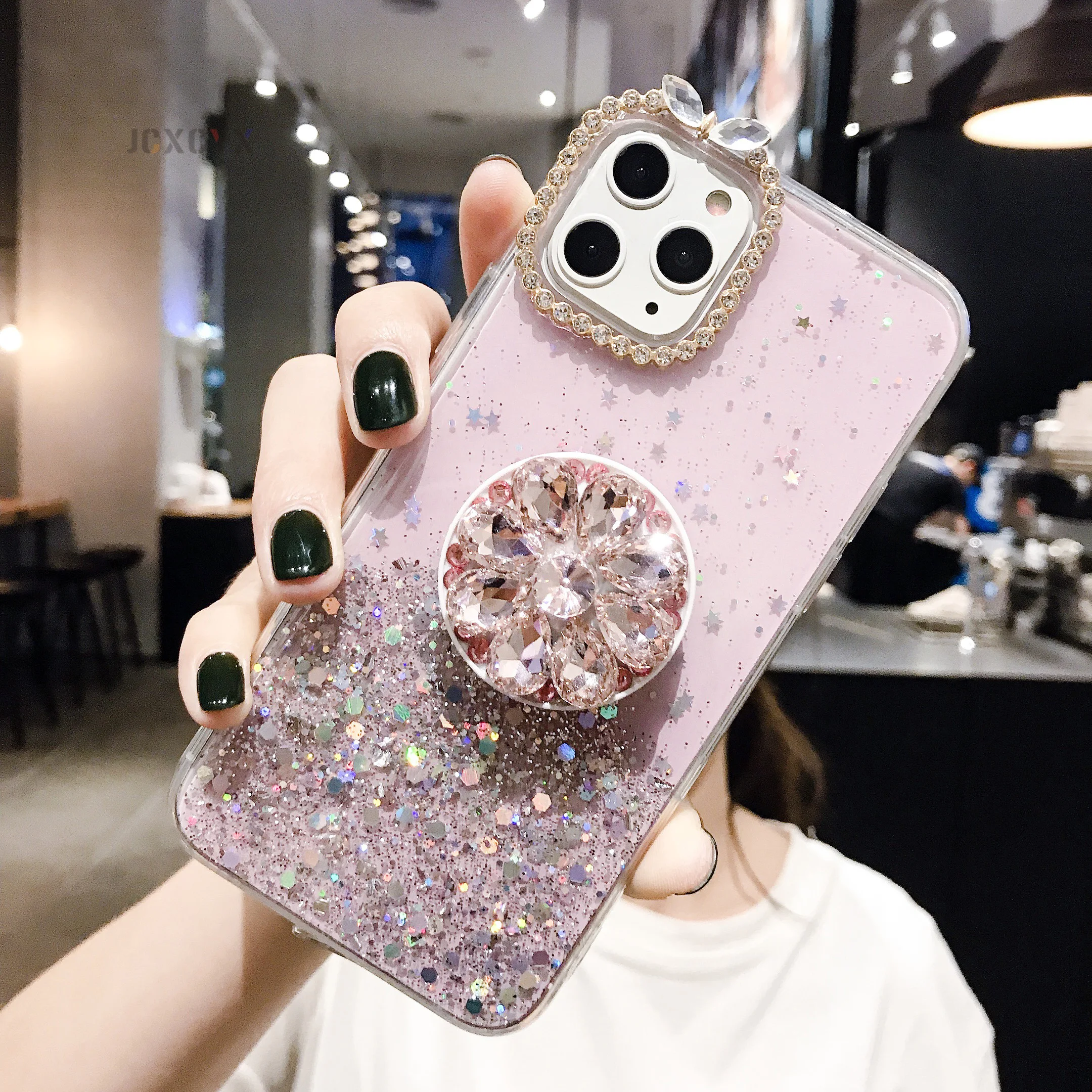 Glitter marble diamond ring holder silicone phone case for iphone 12 Pro 7 8 6 S plus X XR XS 11 Pro MAX for samsung S8 S9 S10