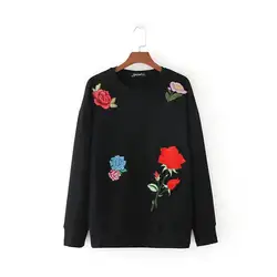 2017 Весна и лето новый стиль Ozhouzhan аппликация вышитая Толстовка Женская Вышивка пуловер Базовая рубашка Dfp8369