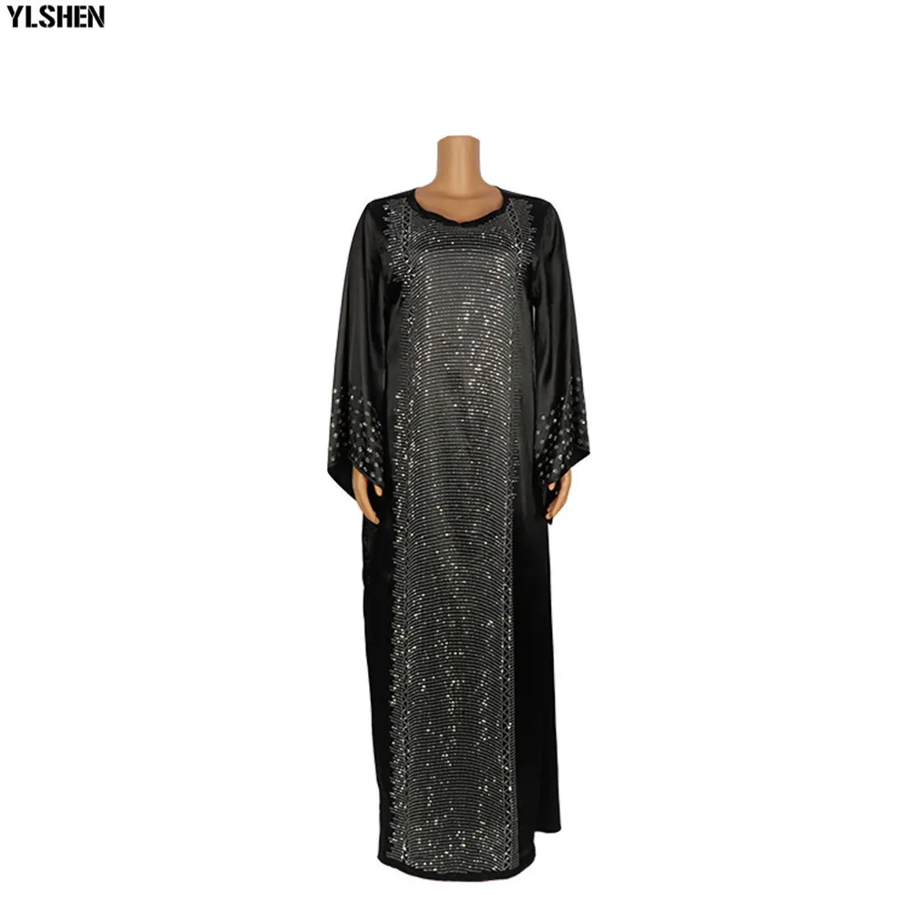Plus Size African Dresses Abayas for Women Dashiki Diamond African Clothes Caftan Abaya Dubai Robe Evening Long Muslim Dress 19