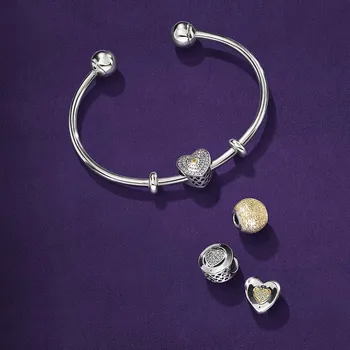 

NEW Luxury 100% 925 Sterling Silver Sparkling Heart DIY Chain Fit Original Charm Bracelet & Bangle For Women Fine Jewelry