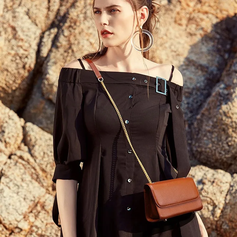 

High Quality Genuine Leather for Women Messenger Bags Ladies Cross body Bags Chain Candy Colours Small Flap Hand Bag New