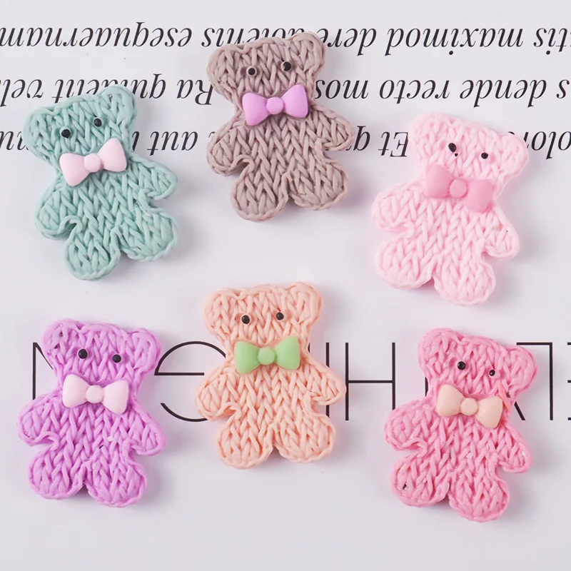 Resin Knit Bear Model Diy Slime Filler Accessories Supplies Playdough Tools Interactive Toys for Children Plasticine Tool Unisex