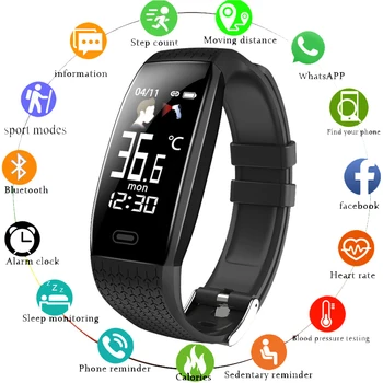 

2020NEW T5 Smart Watch Temperature Heart Rate Monitor Fitness Watch Waterproof Weather Reminder Smartwatch Sport for iOS Android