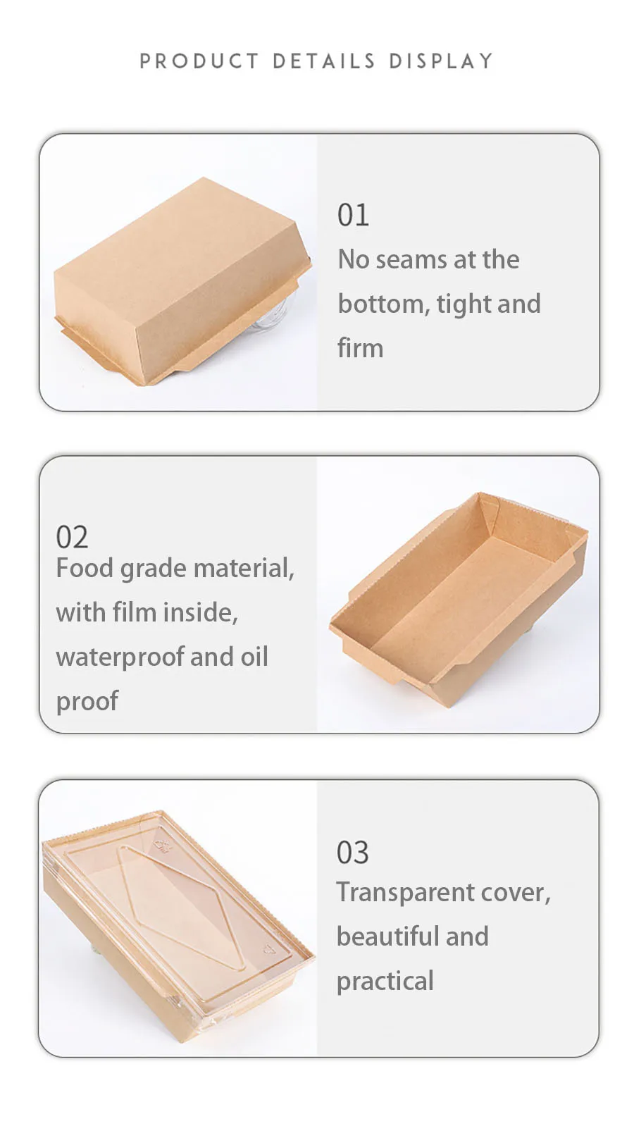 30pcs Kraft Paper Lunch Boxes with Lid 500ml 700ml 900ml 1200ml Eco-Friendly Disposable... - SKU KPLB1644 - UGI Packaging