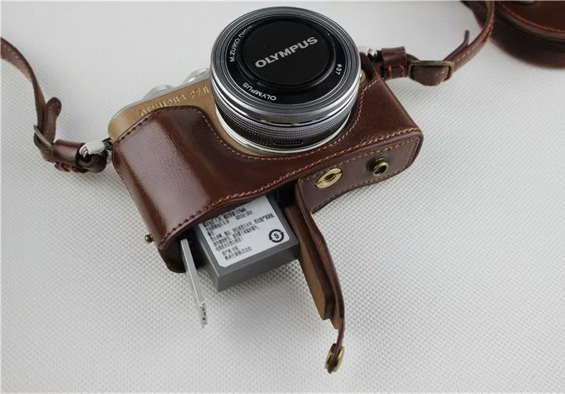 Роскошный чехол для камеры для Olympus EPL9 E-PL9 из искусственной кожи, чехол для камеры с ремешком, мини-чехол с открытой батареей
