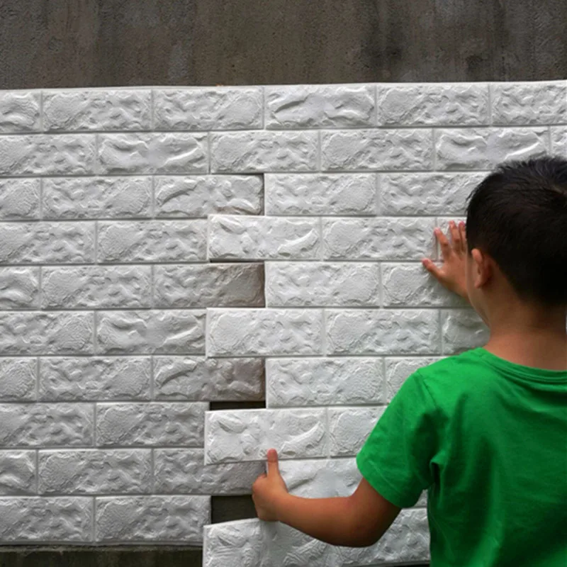 3D Self-adhesive Brick Wall Stickers Embossed DIY PE Foam Wallpaper Room Panels 
