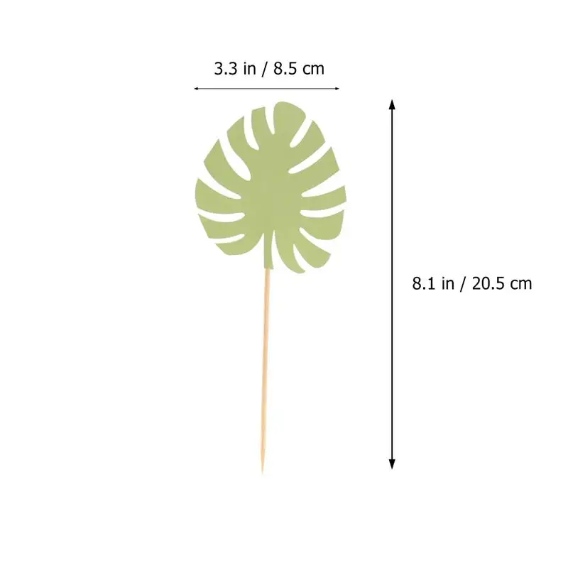 14 шт. топперы для торта тропические зеленые Пальмовые Листья Модные Фруктовые палочки для свадьбы