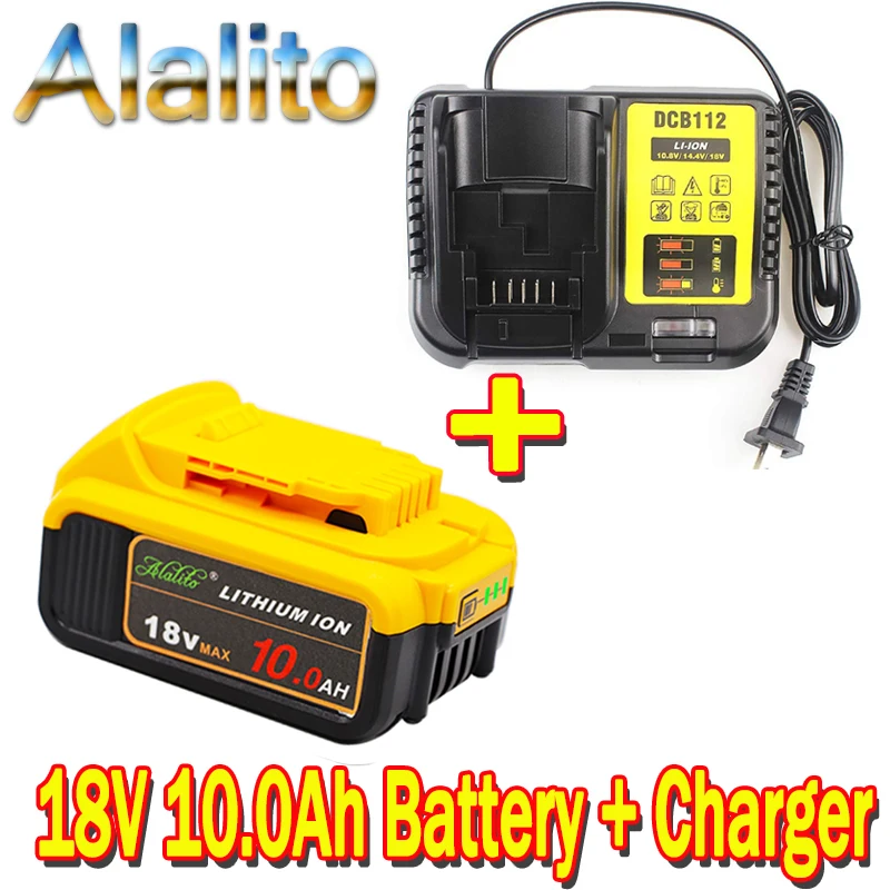 18V 10.0Ah MAX XR Battery power tool Replacement for DeWalt DCB184 DCB181 DCB182 DCB200 Battery+Li-Ion Charger | Электроника