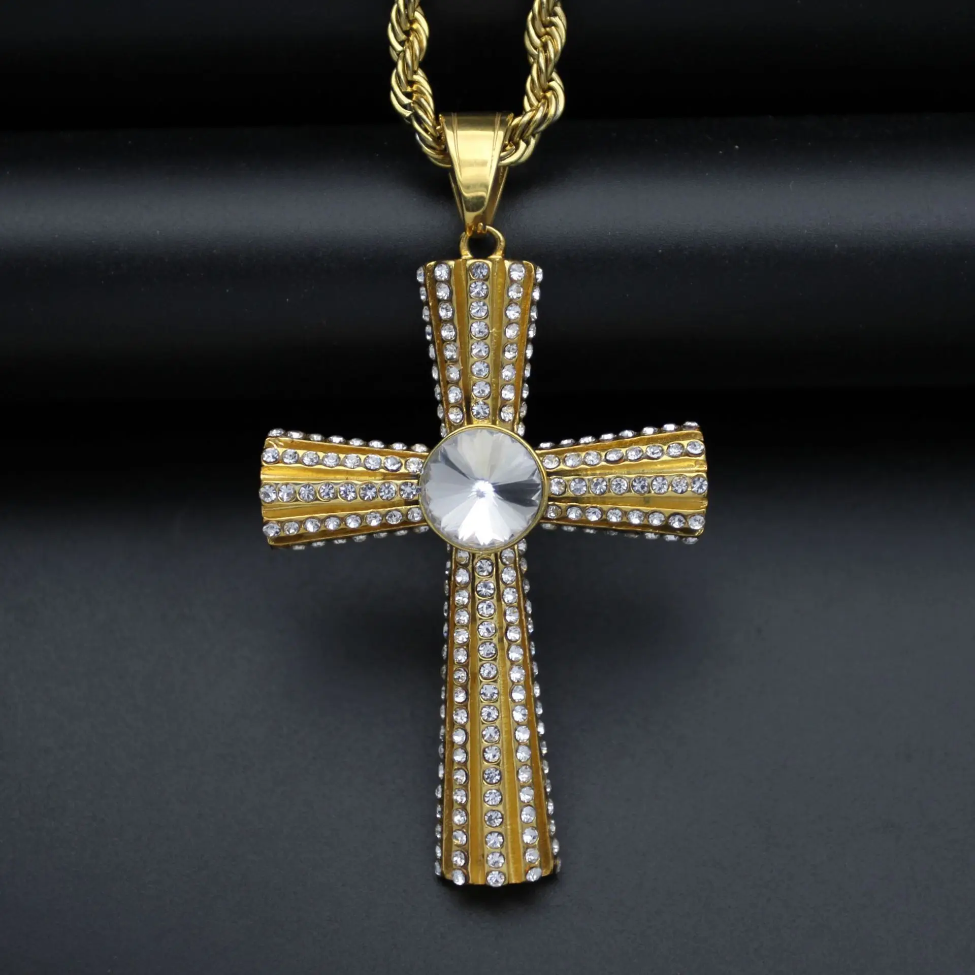 High Quality Cross Pendant Gold Color Iced Out rhinestone Hip Hop Fashion Delicate Jewelry Gift For Women | Украшения и