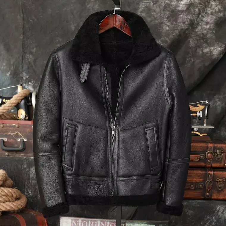 New Winter Original Fur Integrated Sheep Leather Jacket Men's Lapel Thickened Warm Casual Coat | Мужская одежда