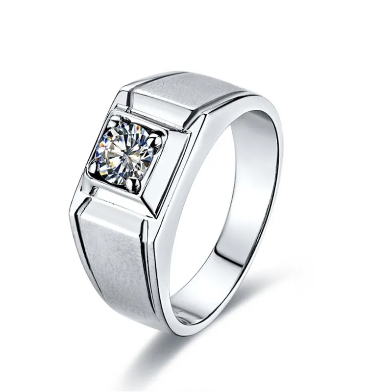 Test Positive 0.5CT Man Diamond Ring Moissanite Sandblasting Sterling Silver Male Engagement Jewelry Solitaire Men s925 | Украшения и
