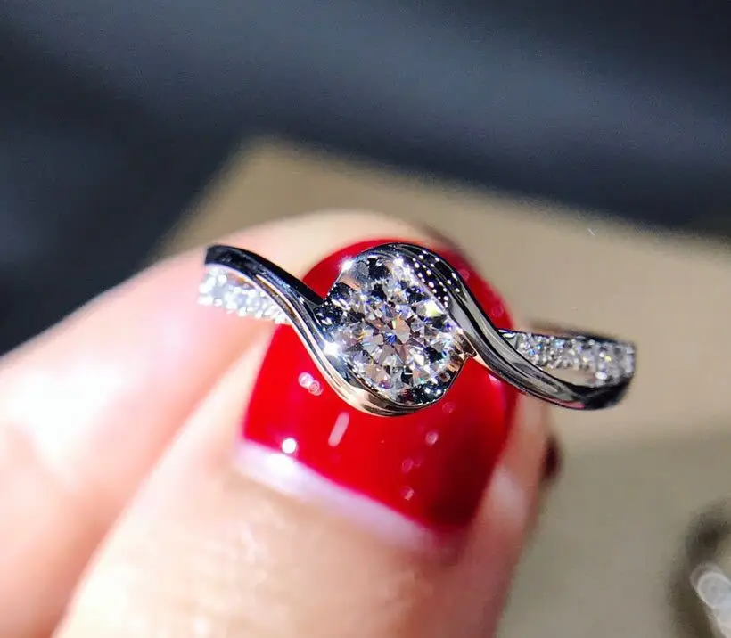 

Sparking 925 Sterling Silver Carat Hearts and Arrows Round AAA Zircon Wedding Engagement Rings for Women Silver Jewelry