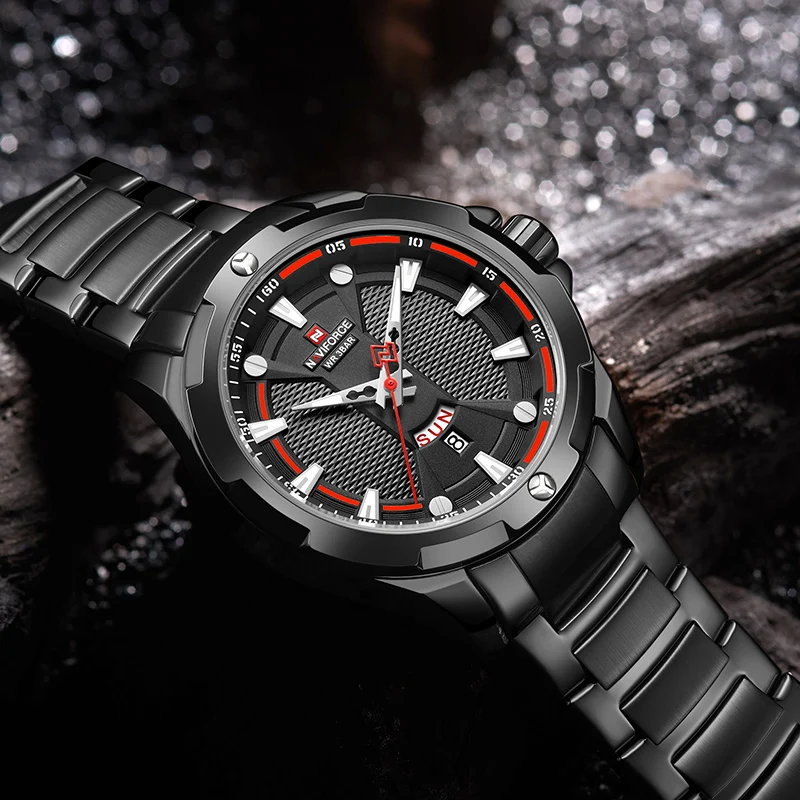 Часы наручные NAVIFORCE Мужские кварцевые водонепроницаемые спортивные Деловые в