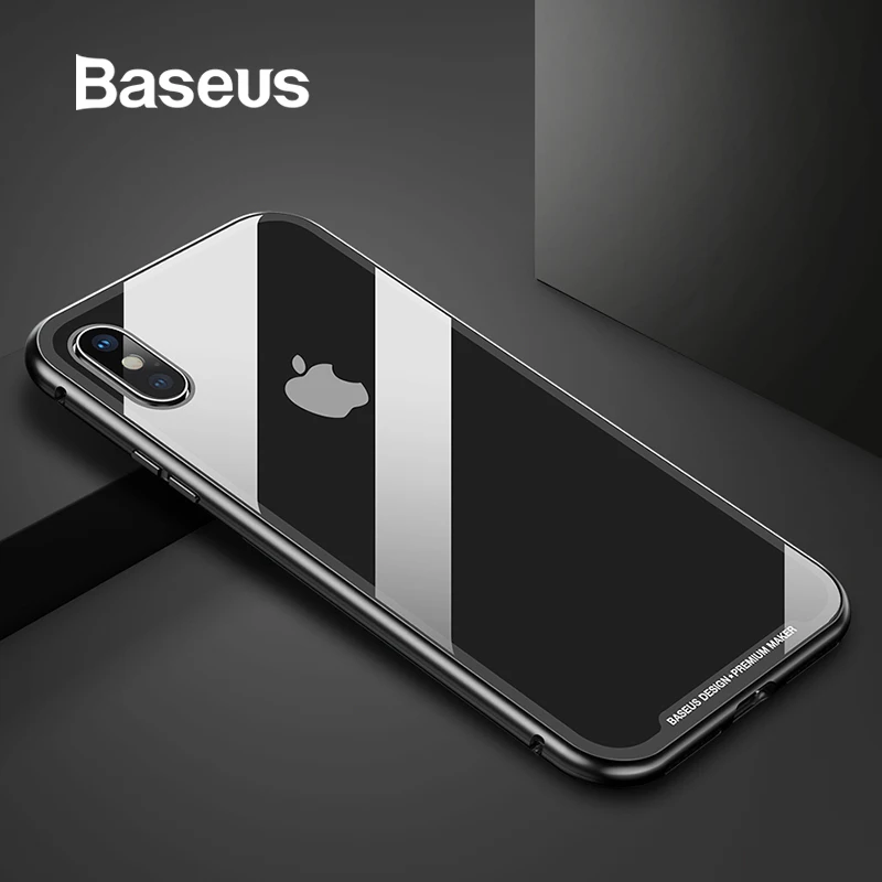 Pаспродажа Чехол книжка Baseus с магнитной адсорбцией для iPhone XR Xs Max Xs металлический чехол из закаленного стекла для iPhone Xs 2018