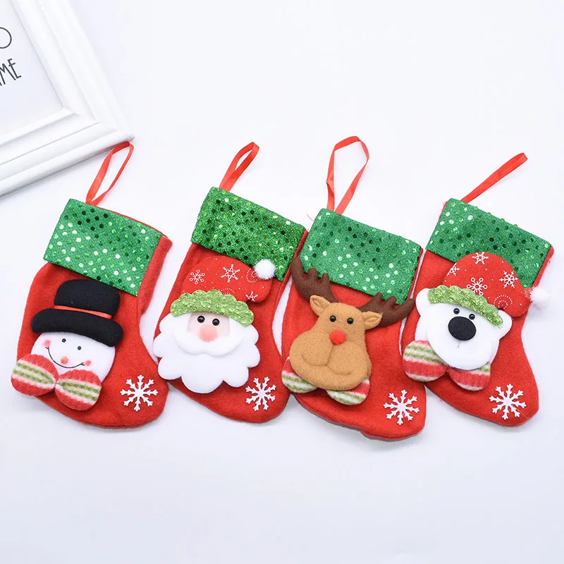 2 шт., рождественские носки, носки с Санта-Клаусом, милые подарочные пакеты для дома, для камина, рождественской елки, подвесные украшения, новогодние принадлежности