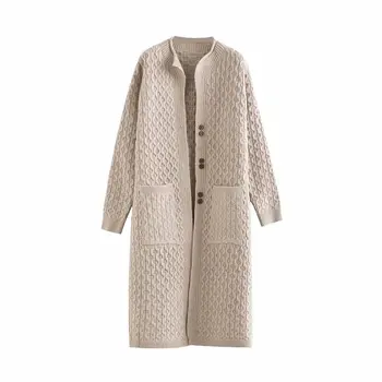 

Fashion New TB60-19191 European and American Fashion Double-button Decorative Long Sweater
