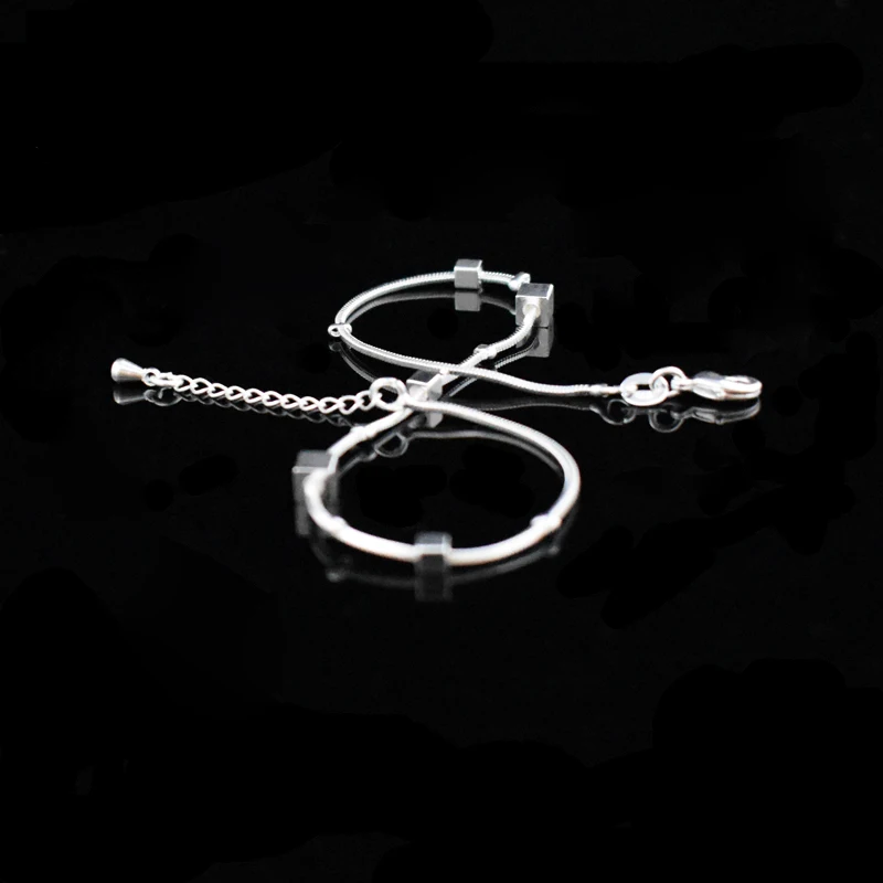 Hot Sale Beach Anklet 925 Sterling Silver Ladies Square Pendant Foot Chain Bracelet Women Fashion Anklets Pulseras Jewelry Gift