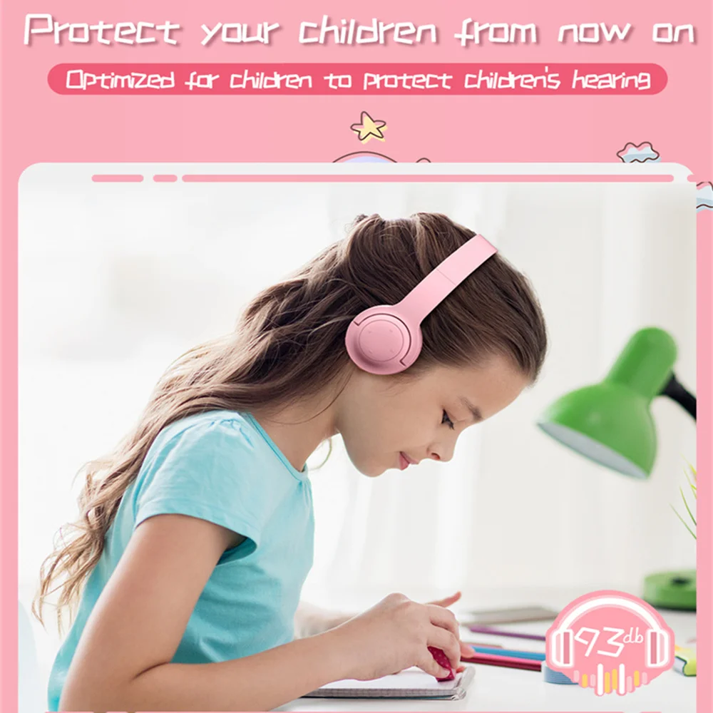 E3 Bluetooth 5 0 Kids Headphones with 93dB Limited Volume Wireless Headphones Foldable Stereo Over Ear For Kid phone pc laptop