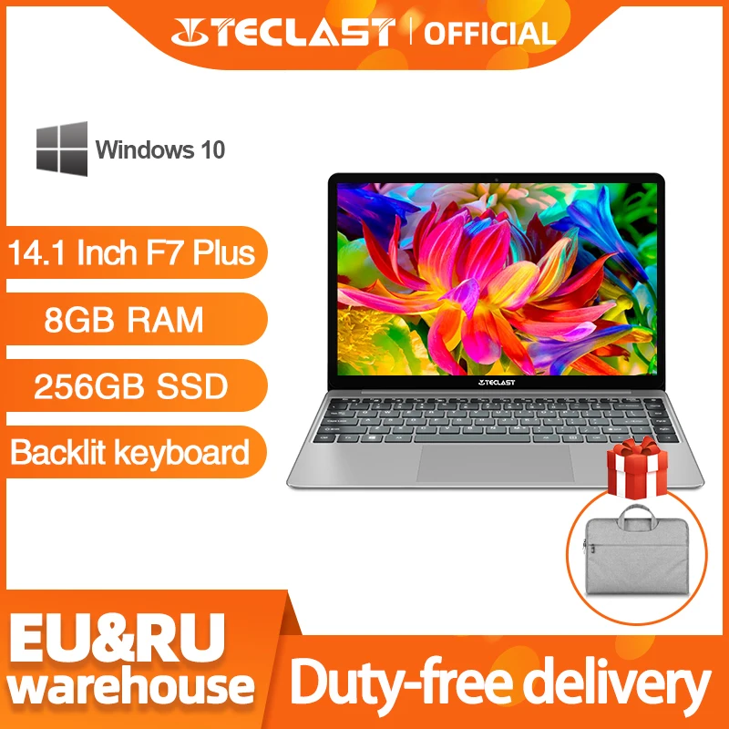 Teclast F7 Plus Laptop 14.1 inch Notebook 8GB RAM 256GB SSD Windows 10 Intel Gemini Lake N4100 Quad Core 1920 x 1080 Ultra Thin